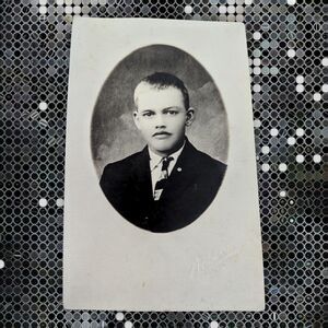 RPPC Handsome Young Man Portrait Oval Nelson Postcard AZO Fred Peterson Amy 1900